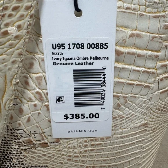 Elegant Cream Crocodile-Embossed Tote Bag - Picture 2 of 5